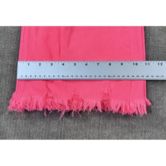Risen 2XL High Rise Distressed Flare Jeans Pink Barbie Punk Rock Statement - Picture 7 of 7